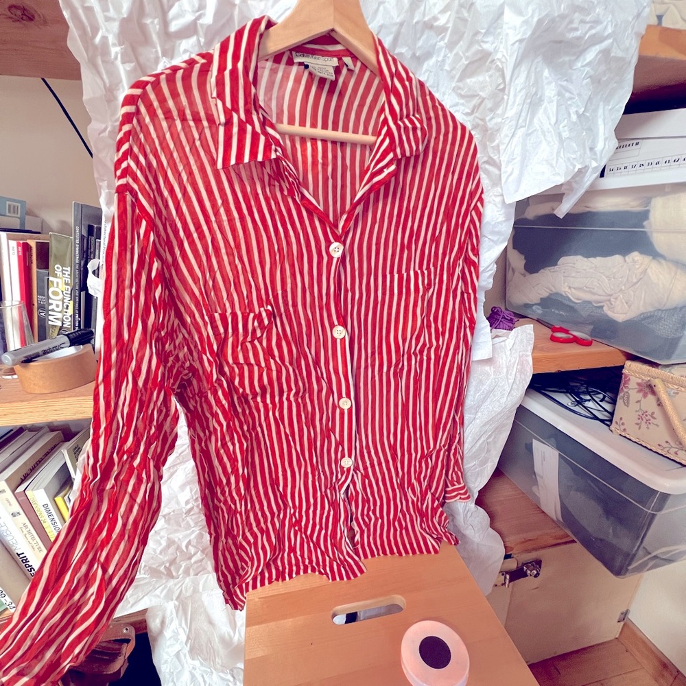 Vintage sheer striped button down